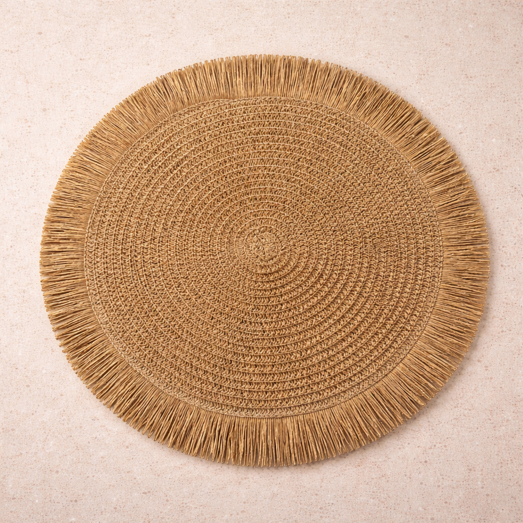 Santorini Straw Fringe Placemats - 15" Busa Designs