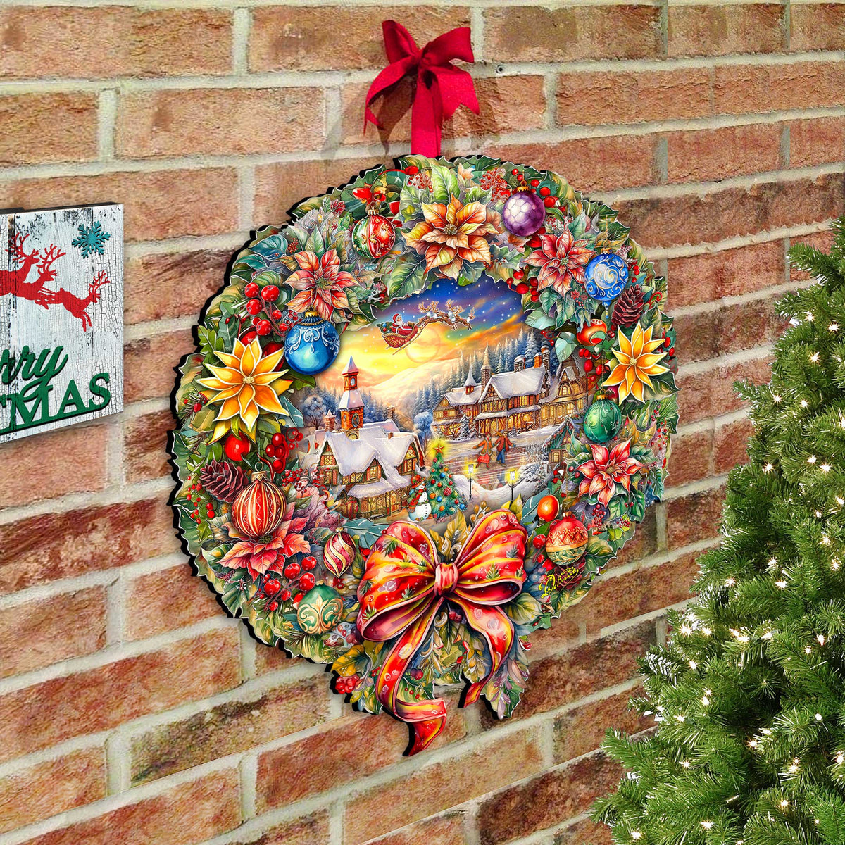 Christmas Wreath 36"-Inch Outdoor Indoor Decor Wooden Christmas Decoration by G. Debrekht - Christmas Decor - 8652802F G.DeBrekht
