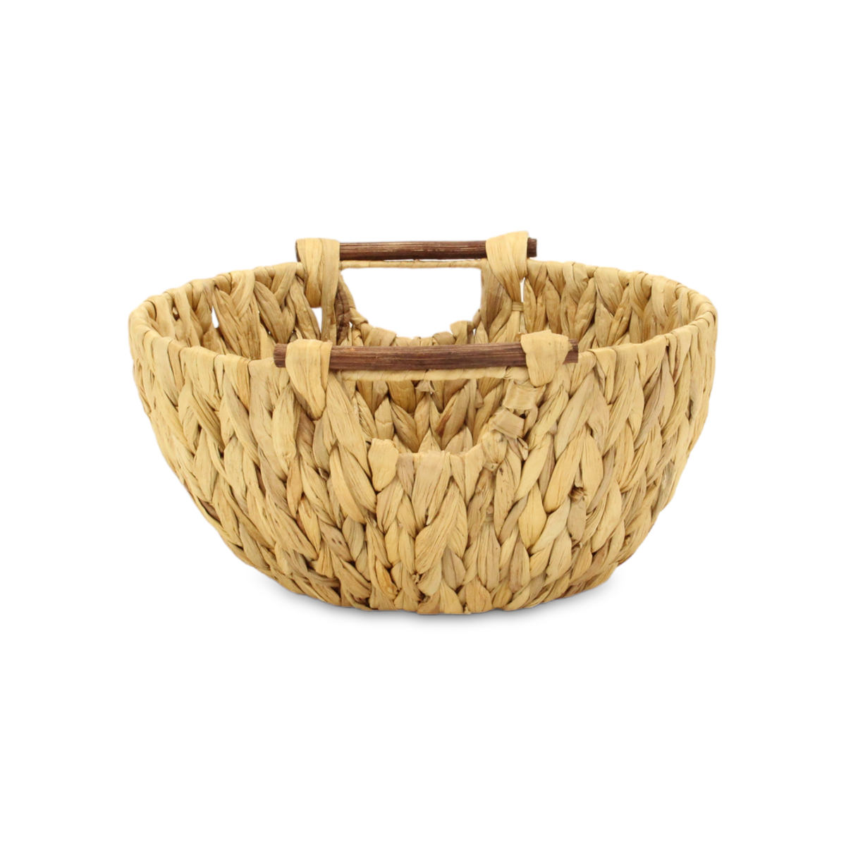 Laelia Woven Water Hyacinth Basket with Side Wood Handles Shop Fête
