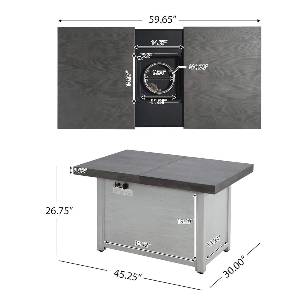 59-Inch 50K BTU Propane Fire Pit Table With Extendable Top (SAK71253) SAKSBY WHOLESALE