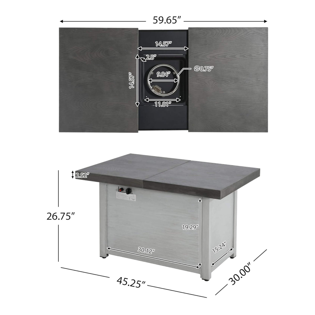 59-Inch 50K BTU Propane Fire Pit Table With Extendable Top (SAK71253) SAKSBY WHOLESALE