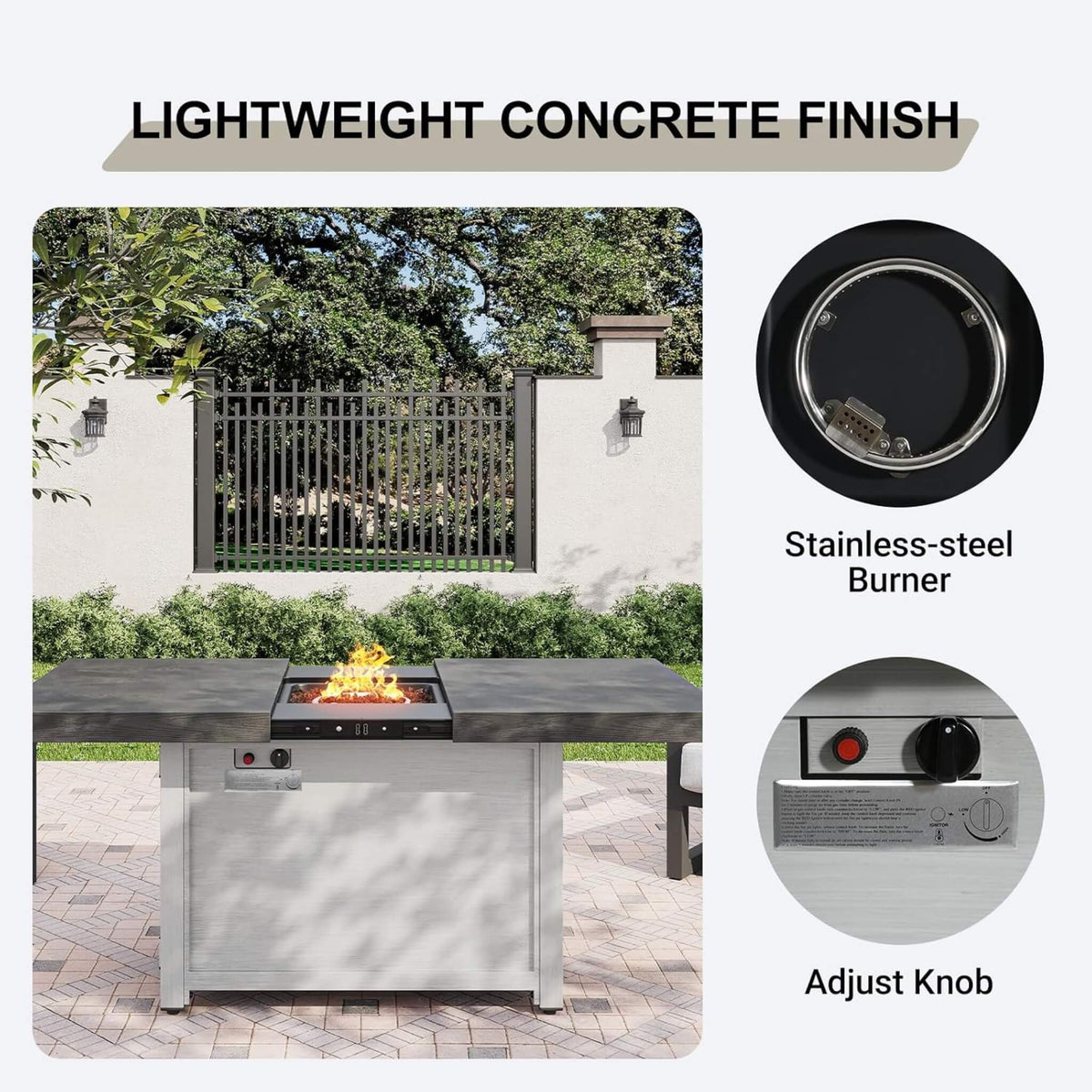 59-Inch 50K BTU Propane Fire Pit Table With Extendable Top (SAK71253) SAKSBY WHOLESALE