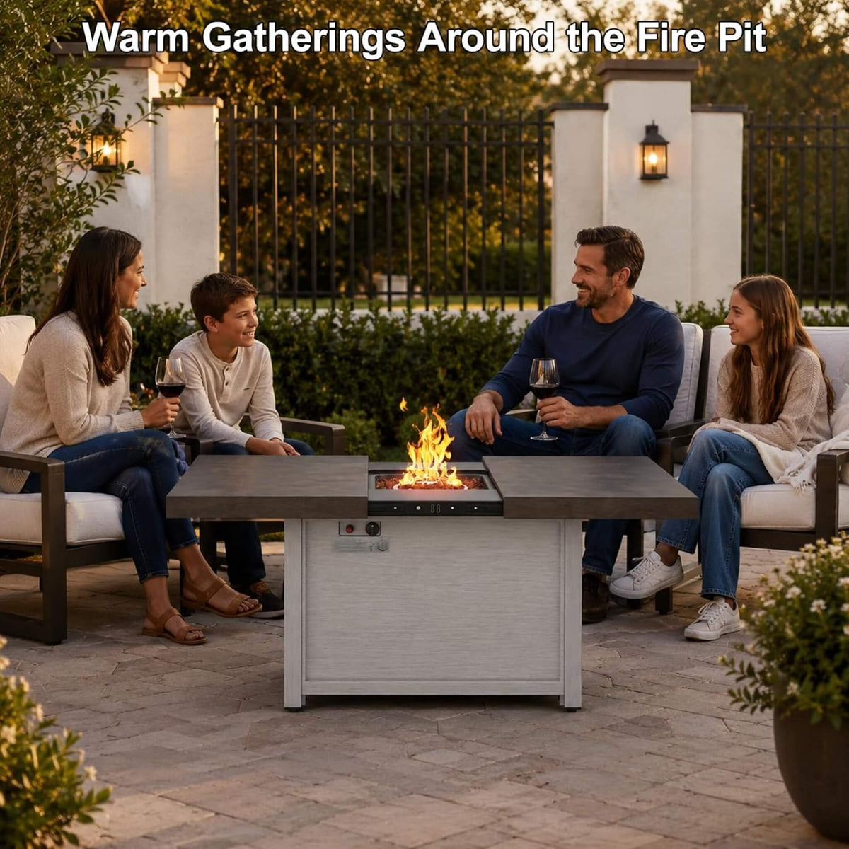 59-Inch 50K BTU Propane Fire Pit Table With Extendable Top (SAK71253) SAKSBY WHOLESALE