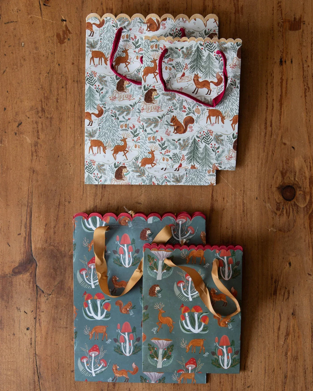 Woodland Flora & Fauna Gift Bags Rust & Cinder