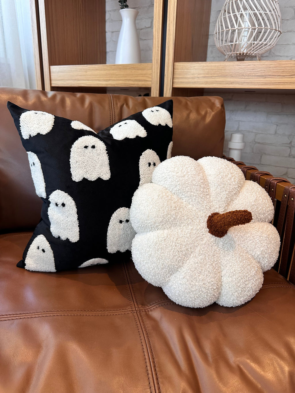 11” Jumbo Sherpa Ivory Pumpkin Pillow Busa Designs