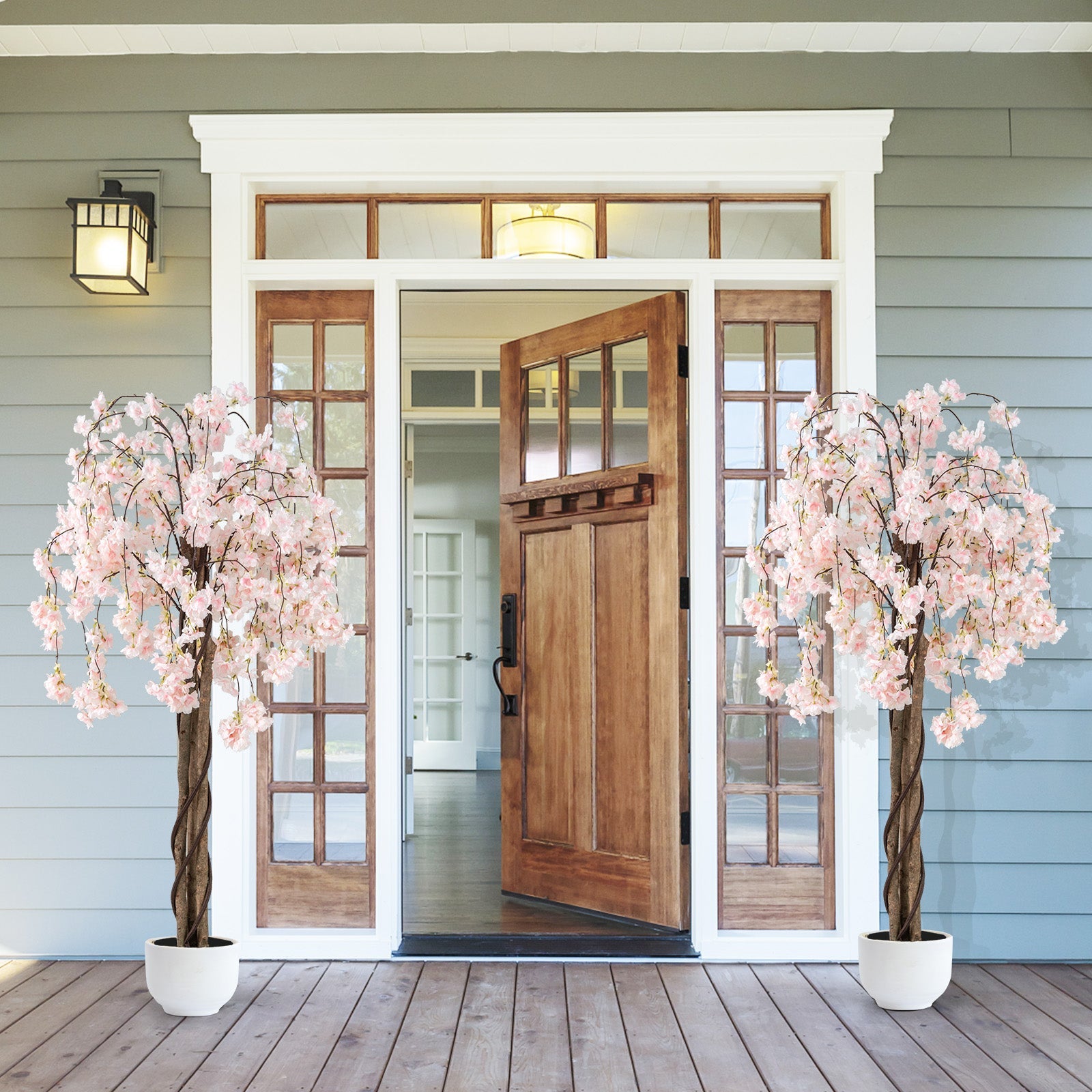 5.5 FT Tall Artificial Cherry Blossom Tree with Pink/White Flowers 2 Pack DirectDeals