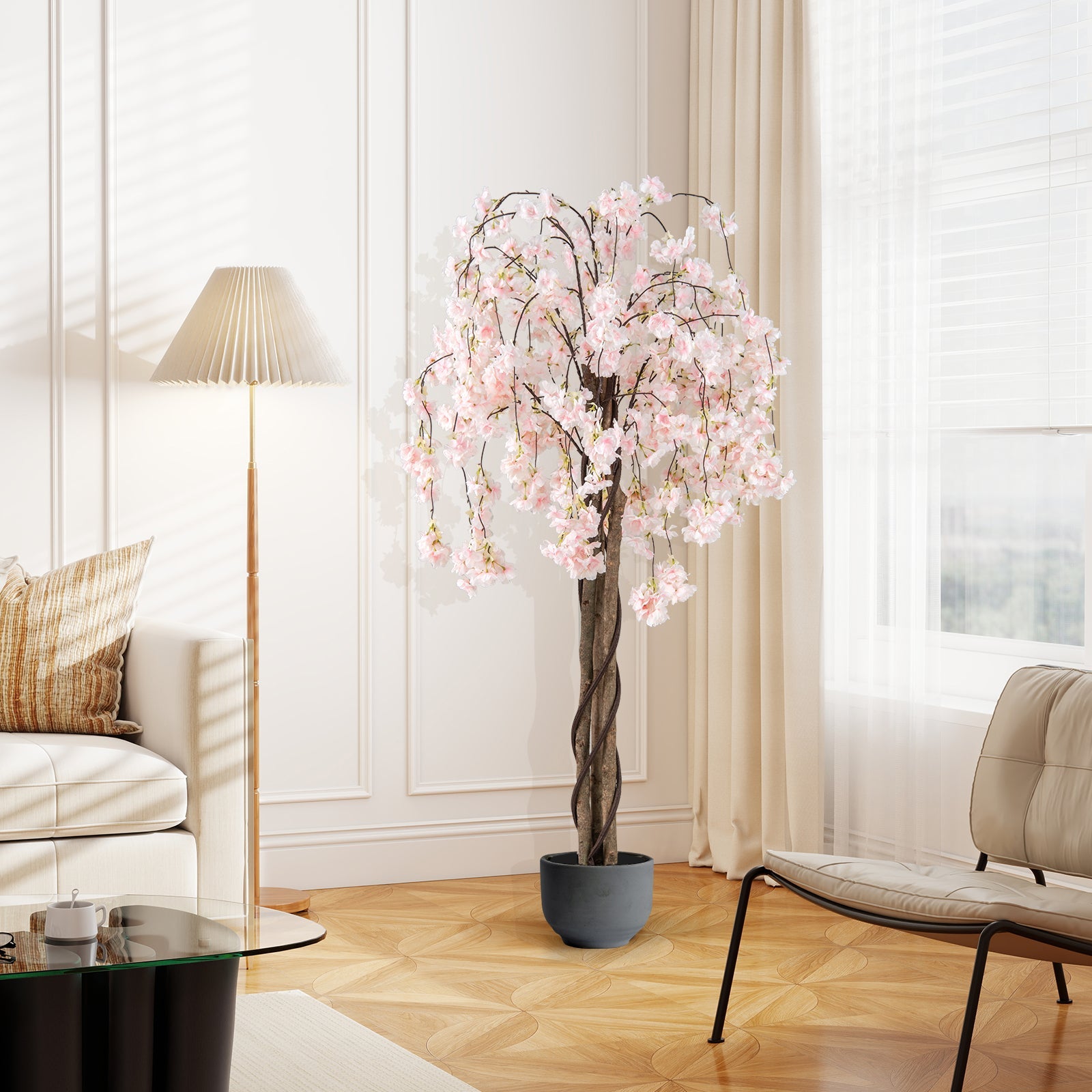 5.5 FT Tall Artificial Cherry Blossom Tree with Pink/White Flowers 2 Pack DirectDeals