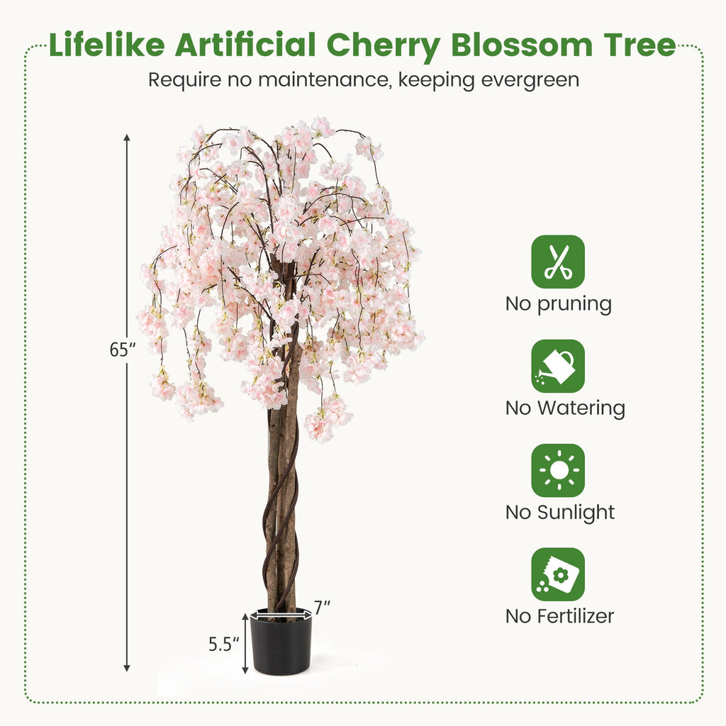 5.5 FT Tall Artificial Cherry Blossom Tree with Pink/White Flowers 2 Pack DirectDeals