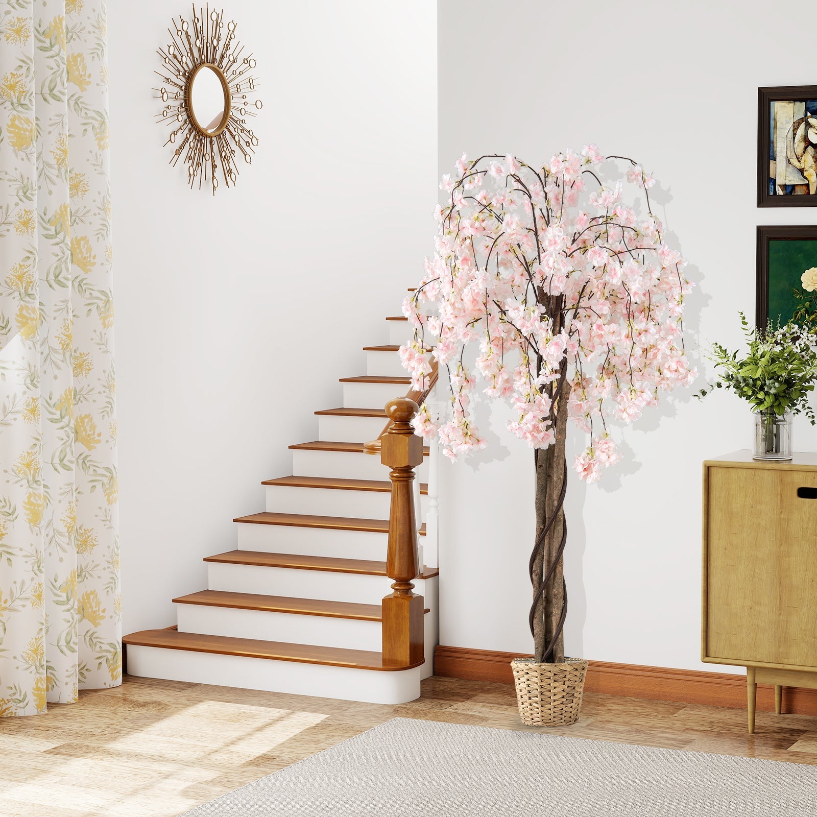 5.5 FT Tall Artificial Cherry Blossom Tree with Pink/White Flowers 2 Pack DirectDeals