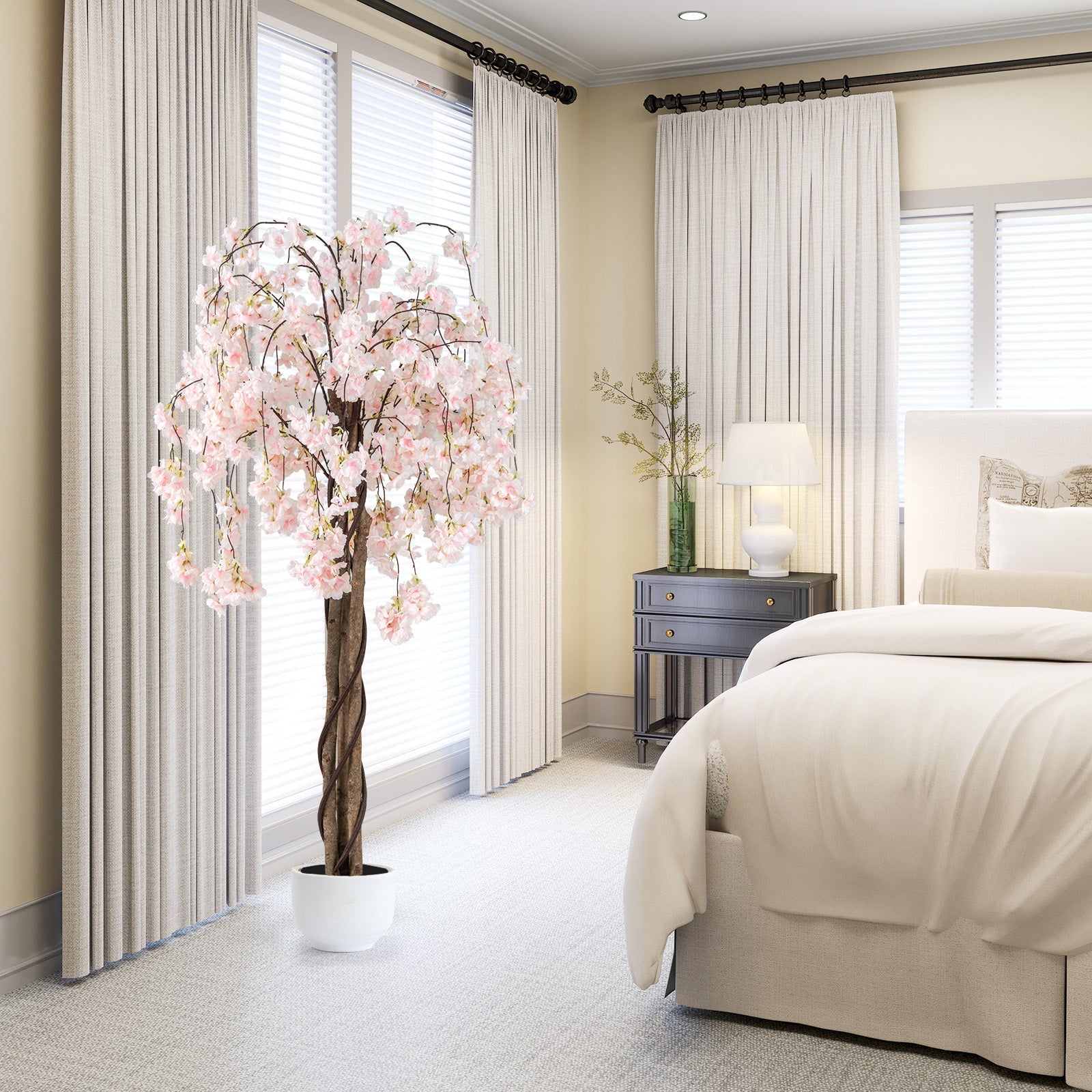 5.5 FT Tall Artificial Cherry Blossom Tree with Pink/White Flowers 2 Pack DirectDeals