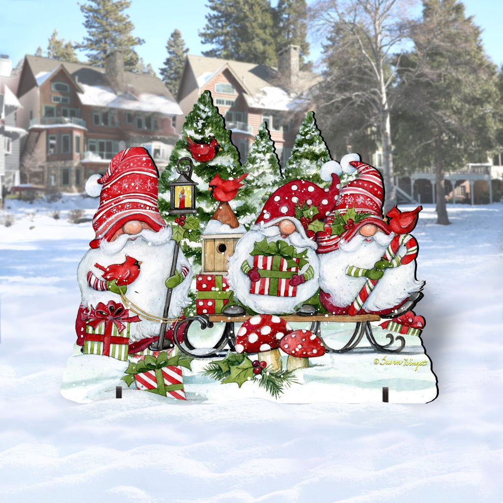 Christmas Gnomes Outdoor Decor by Susan Winget - Christmas Santa and Snowman Decor - 8471109F-SW G.DeBrekht