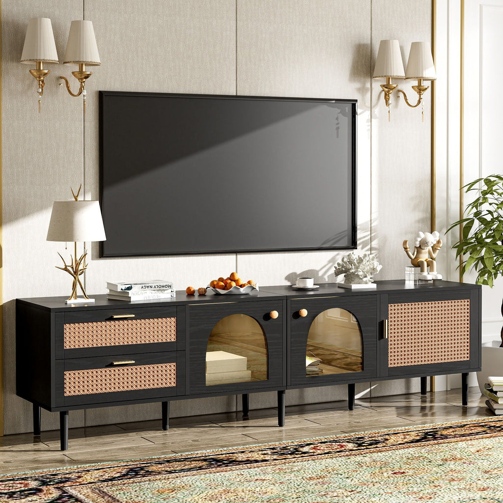 TV Stand With App-Controlled LED Lights, 2 Drawers & Door Storage Unique Piece Furniture