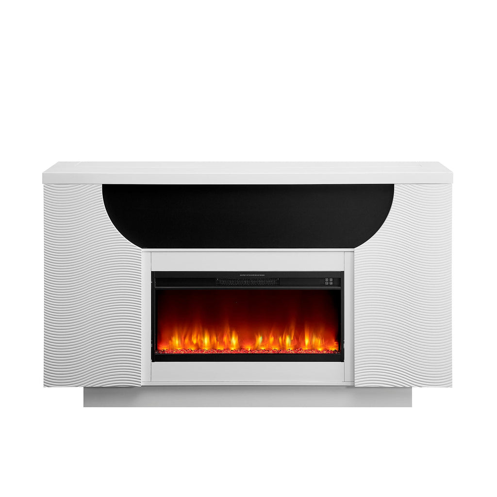 Aurora - Fireplace TV Lift With Adjustable Temperature And LED Colors - White Unique Piece Furniture