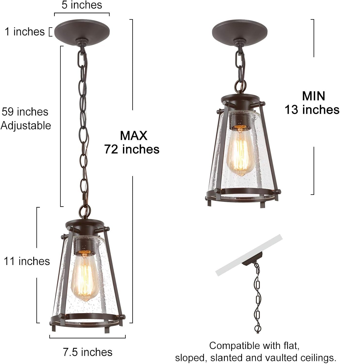 Farmhouse Pendant Lighting with Seeded Glass Shade Farmhouse Decor