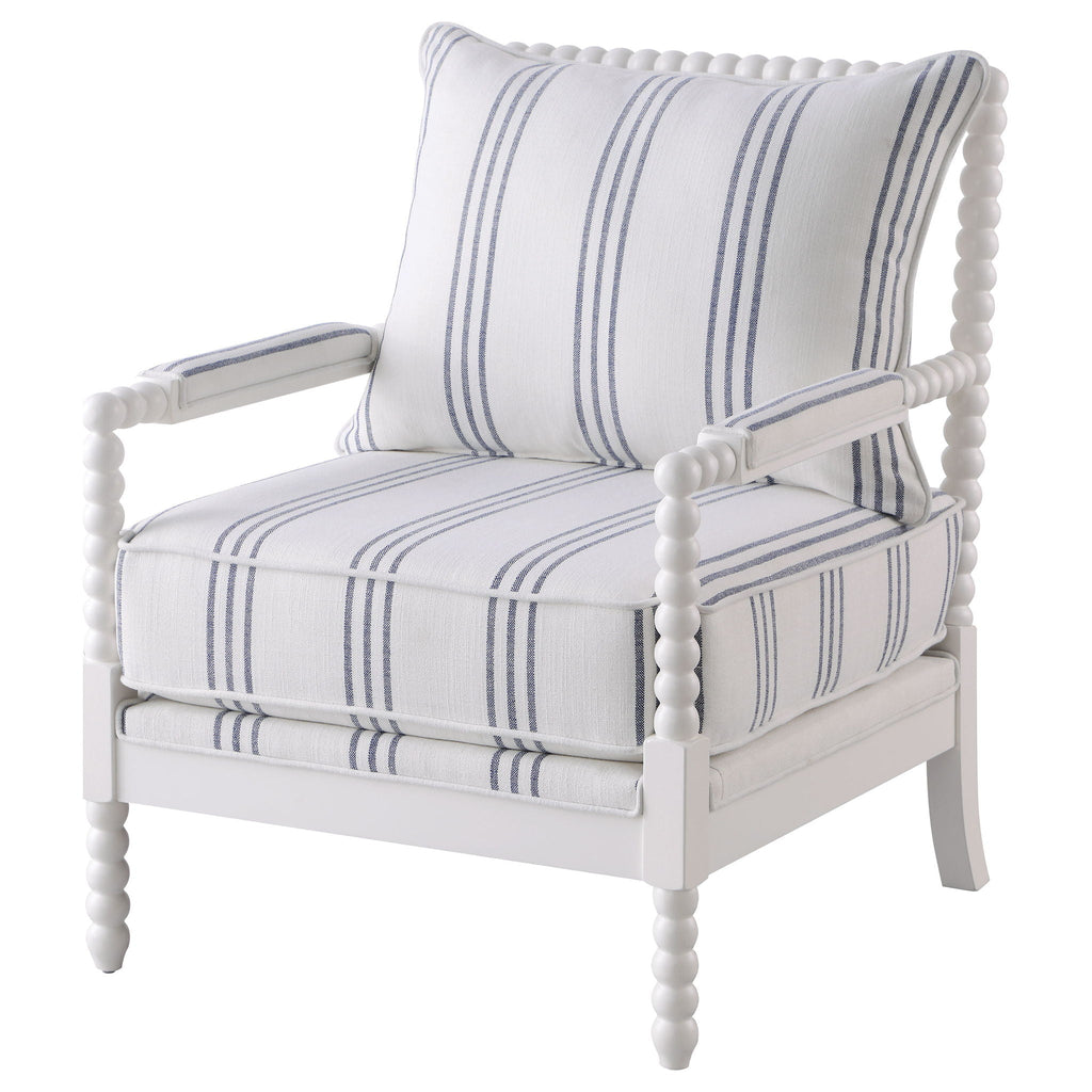Blanchett Upholstered Bobbin Accent Chair White Unique Piece Furniture