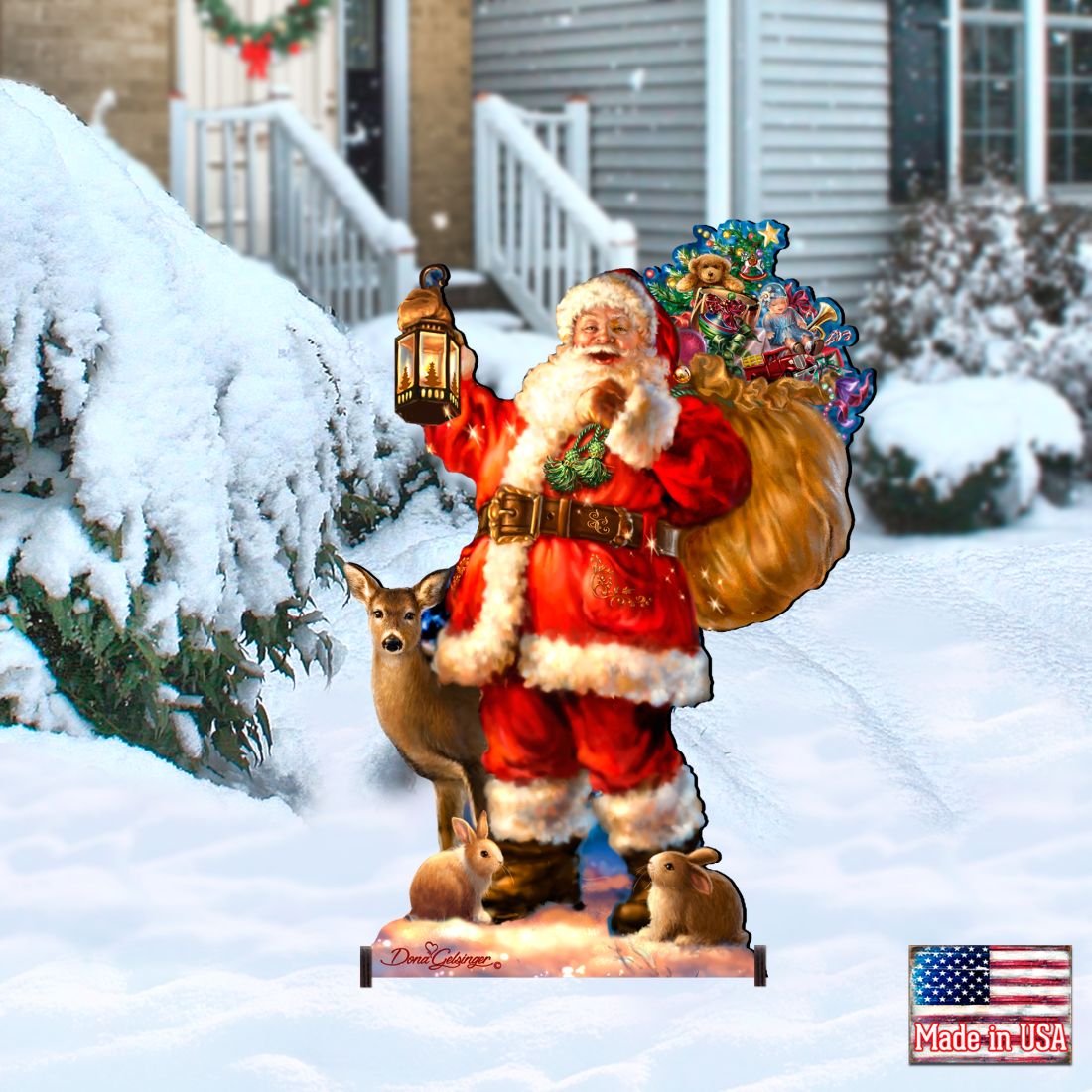 Woodland Santa Christmas Outdoor Decor by D. Gelsinger - Christmas Santa Snowman Decor - 8461028F-1105 G.DeBrekht