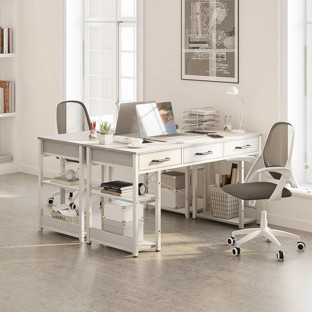 White 48 Inch Contemporary Premier Desk With Drawers ShipItFurniture