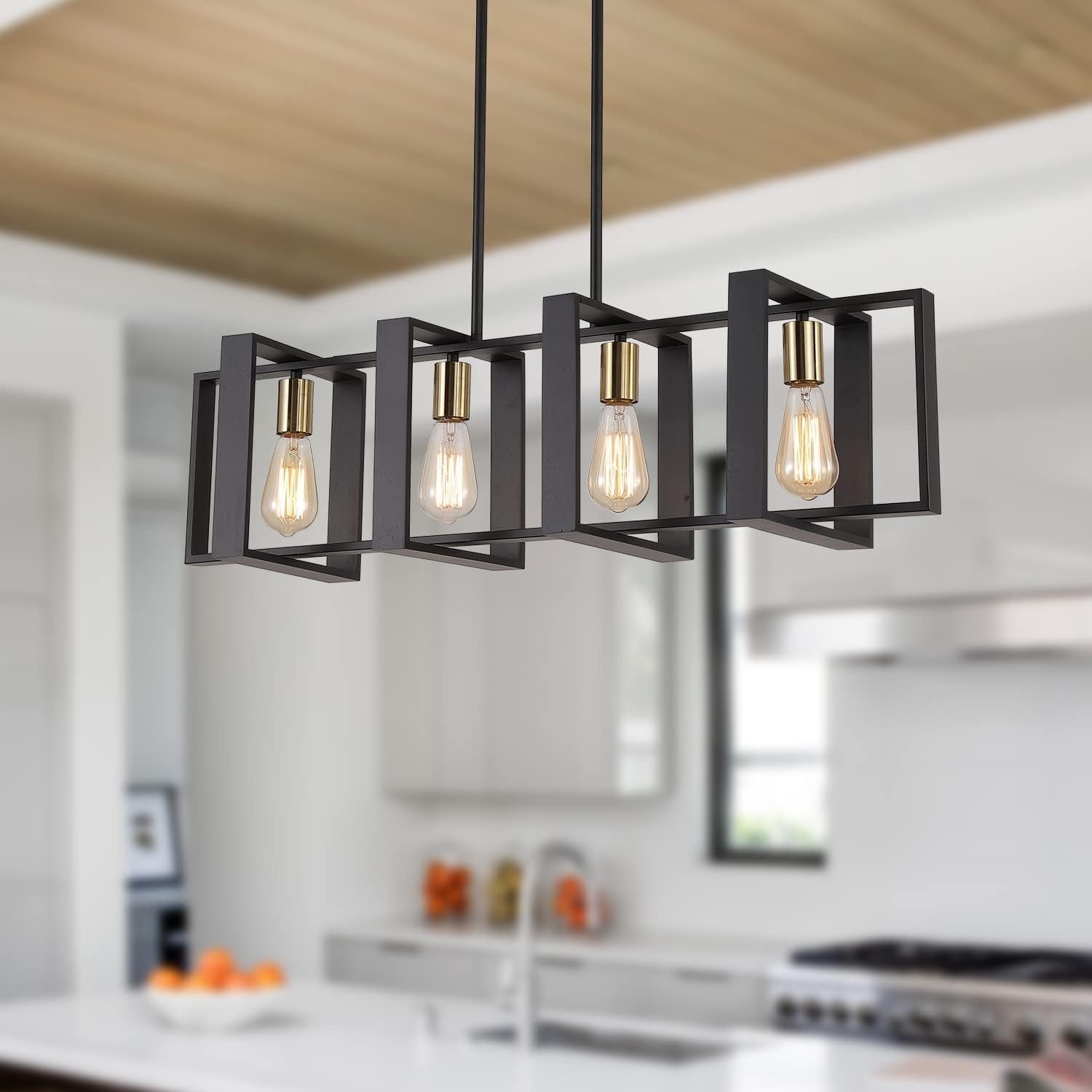 Farmhouse Linear Semi-Caged Chandelier Farmhouse Decor
