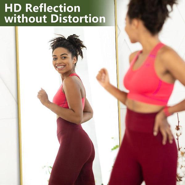 MELOMOIR Gold Mirror Full Length, Floor Mirror, Free Standing Mirror Hanging or Leaning, Aluminum Alloy Frame Full Body Mirror for Bedroom Living Room Cloakroom Hallway, Wall Mirror Full Length MIRRORONS