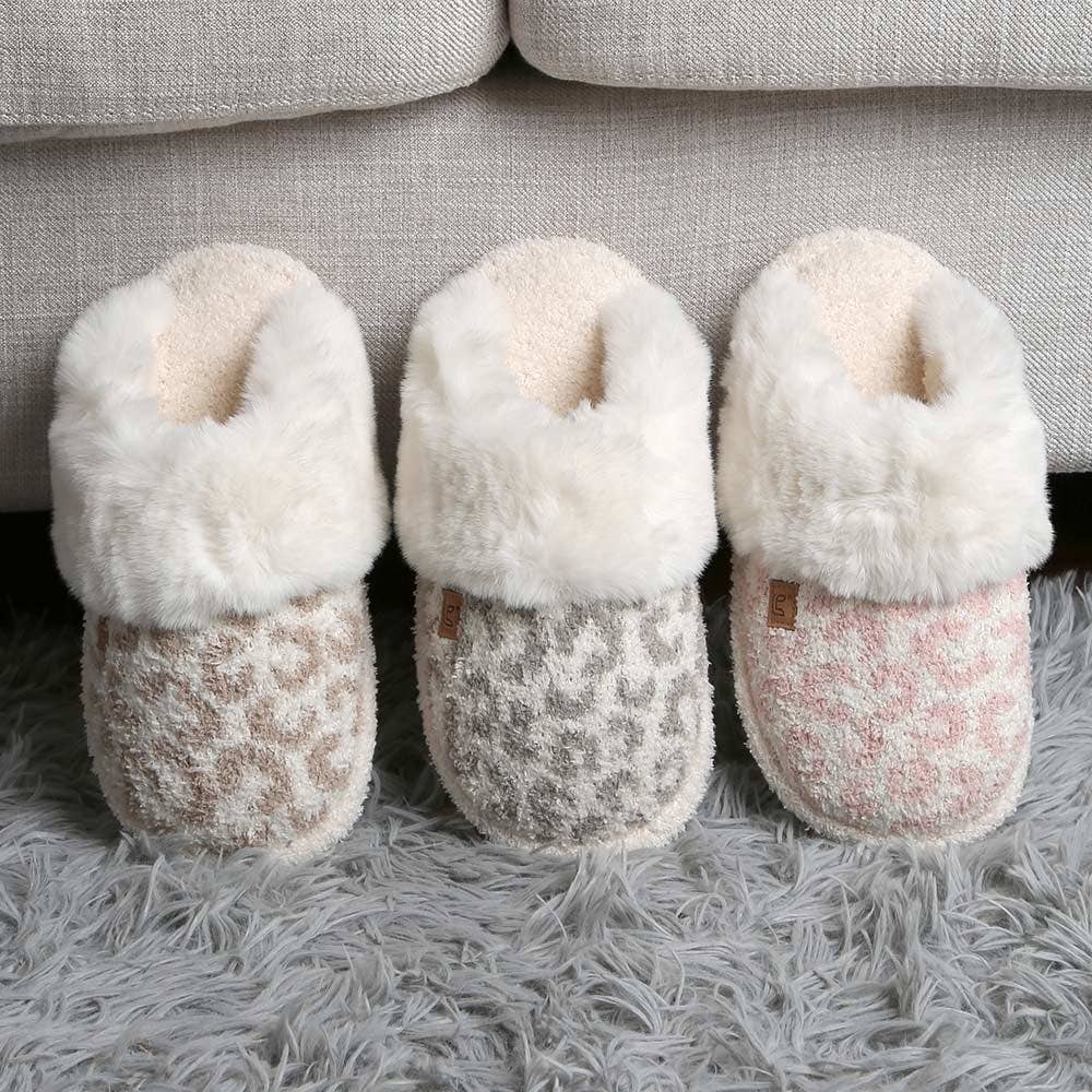 Leopard Faux Fur Soft Indoor Slippers Shop Fête