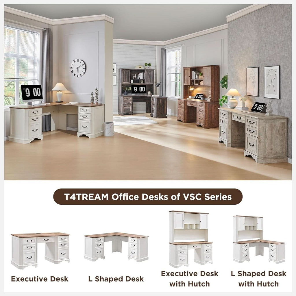 59 Victorian Farmhouse Executive Desk Antique White ShipItFurniture