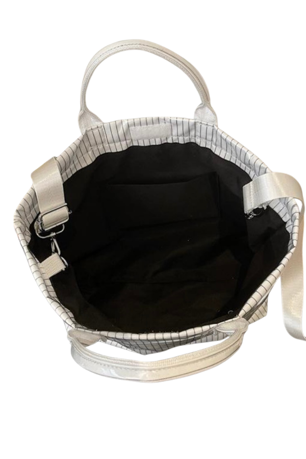 White Pinstripe Waterproof Tote Bag Shop Fête