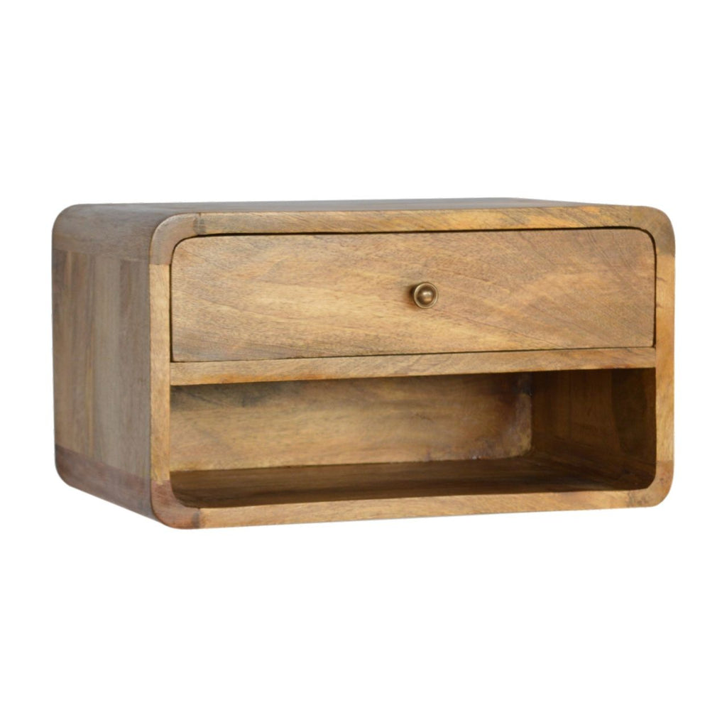 Curve Upper Slot Floating Nightstand Unique Piece Furniture