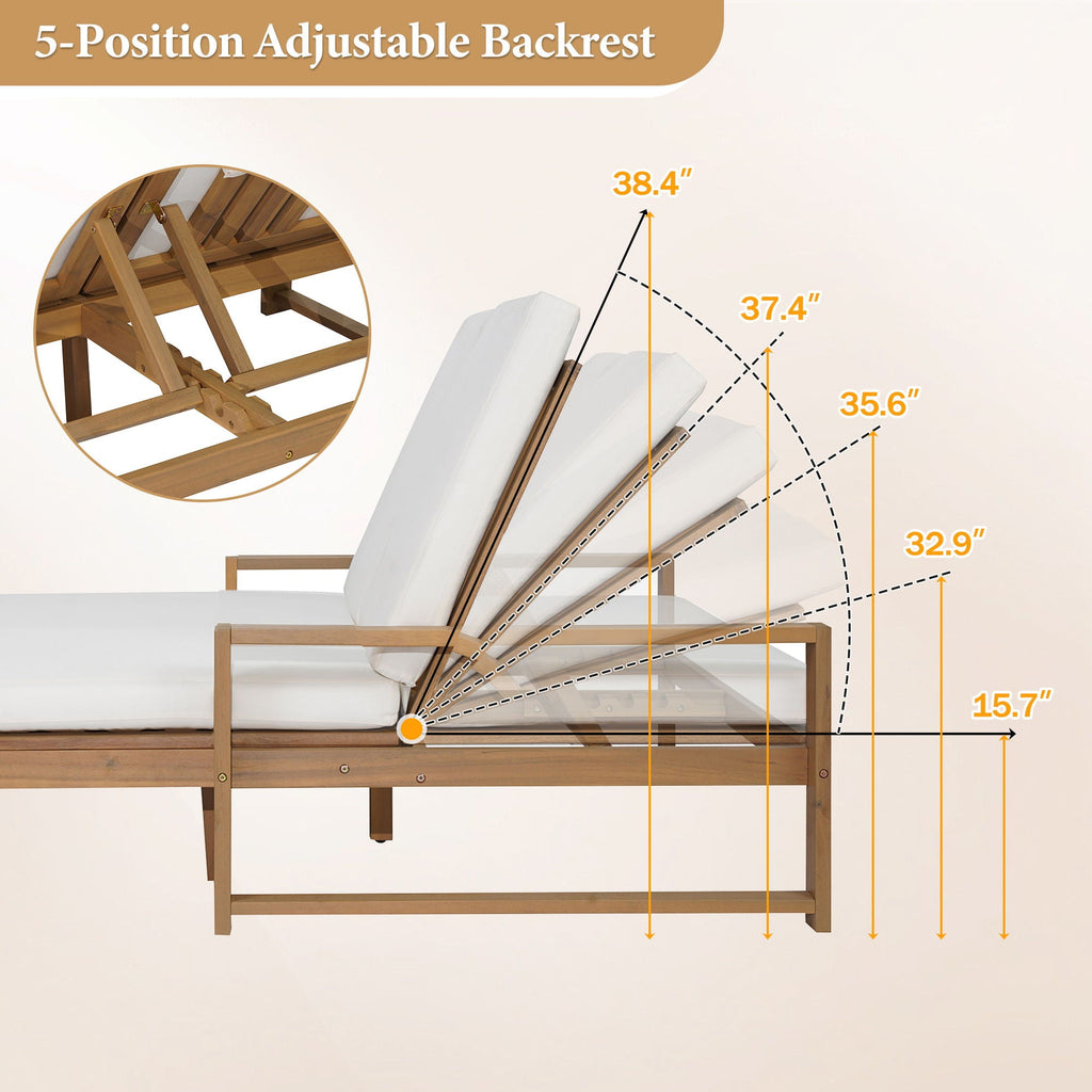 Outdoor Double Lounge Chair With 5 Position Adjustable Backrest Unique Piece Furniture