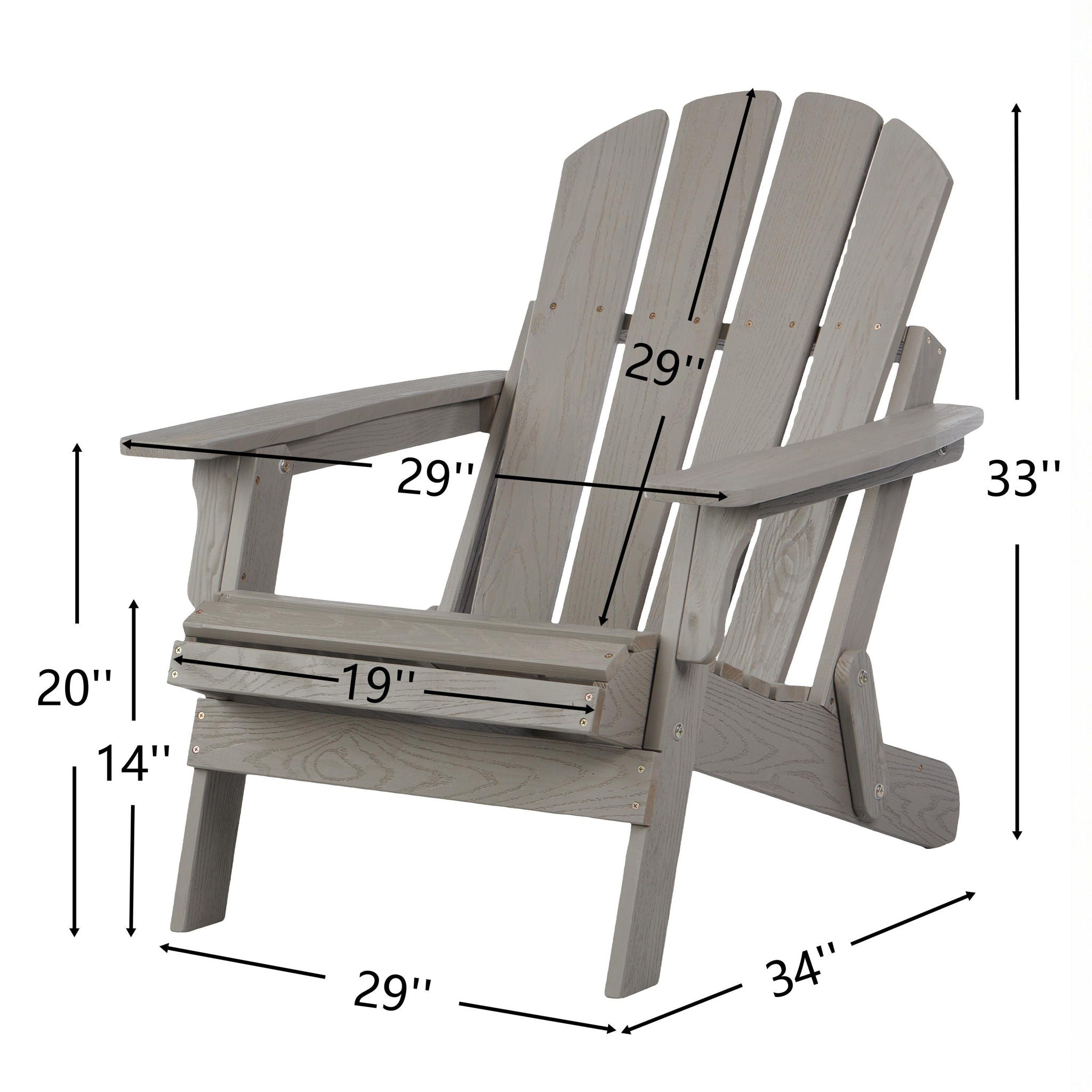 Oversize Outdoor Folding Adirondack Chair - Gray Unique Piece Furniture