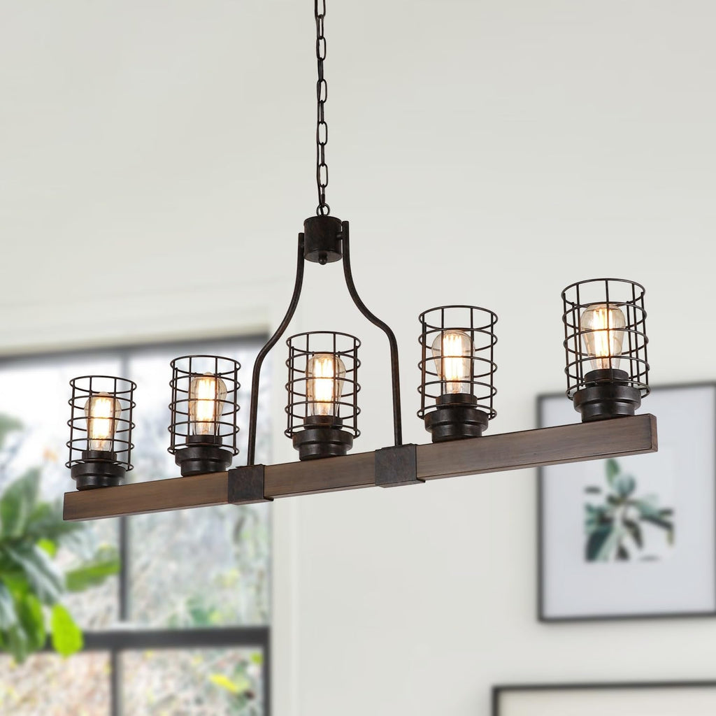Farmhouse 5-Light Cage Rustic Chandelier Farmhouse Decor