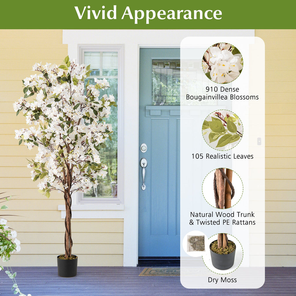 6 Feet Artificial Bougainvillea Tree with 910 White Flowers DirectDeals