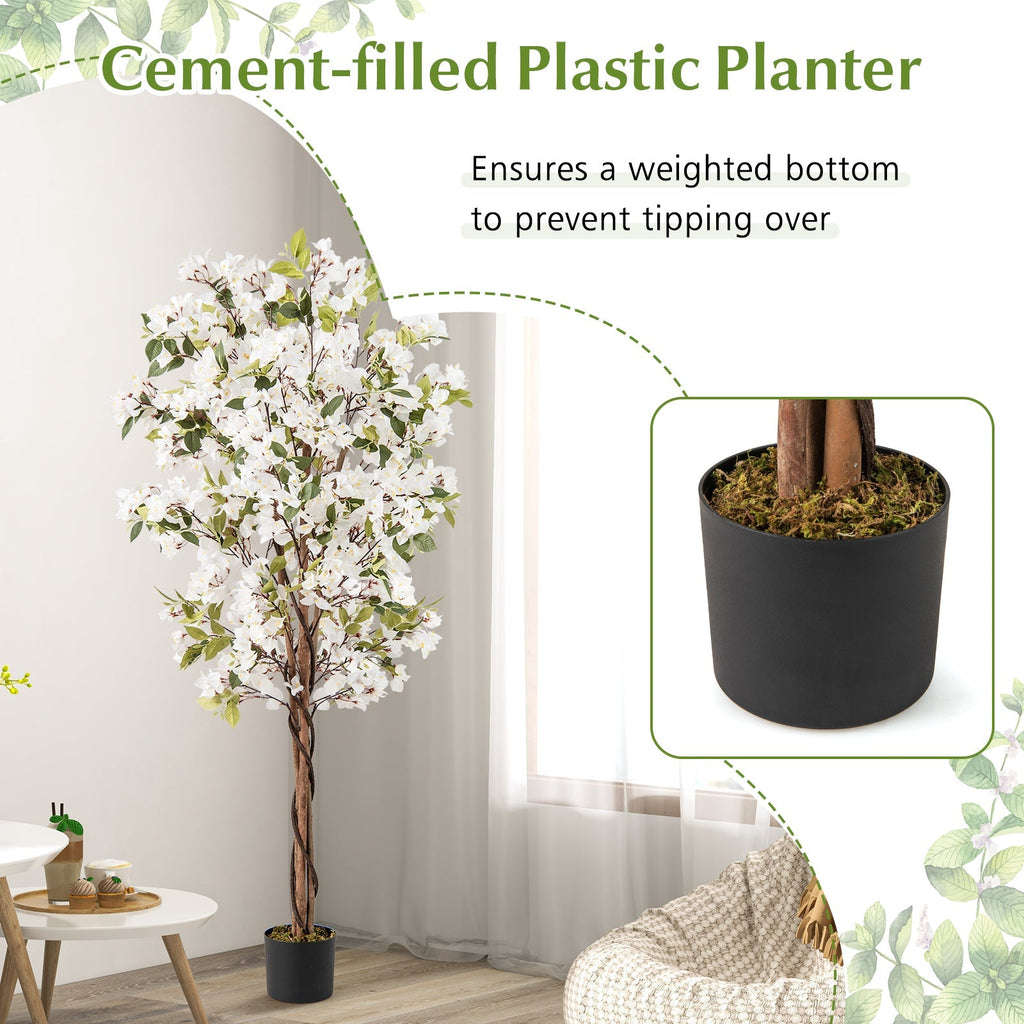 6 Feet Artificial Bougainvillea Tree with 910 White Flowers DirectDeals