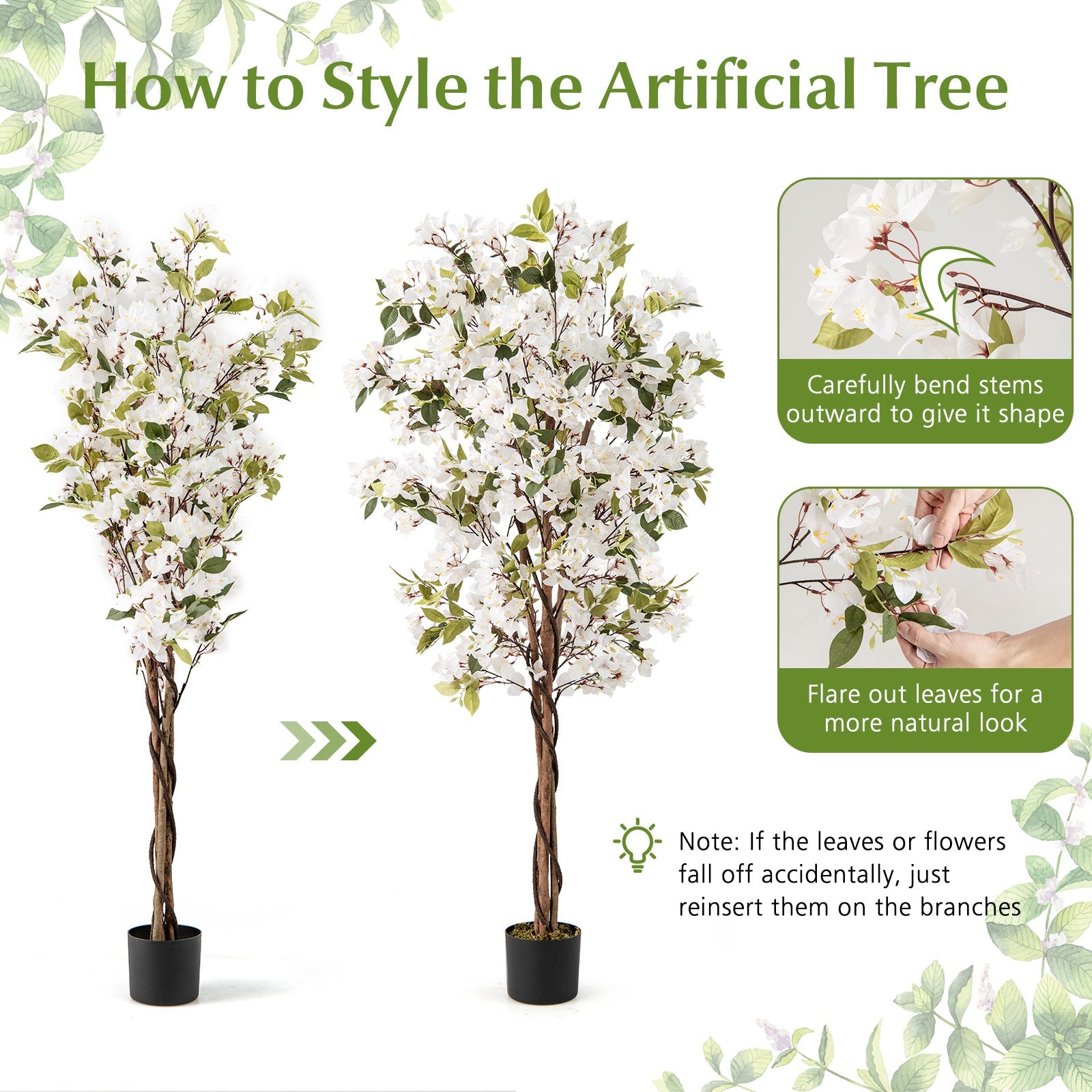 6 Feet Artificial Bougainvillea Tree with 910 White Flowers DirectDeals