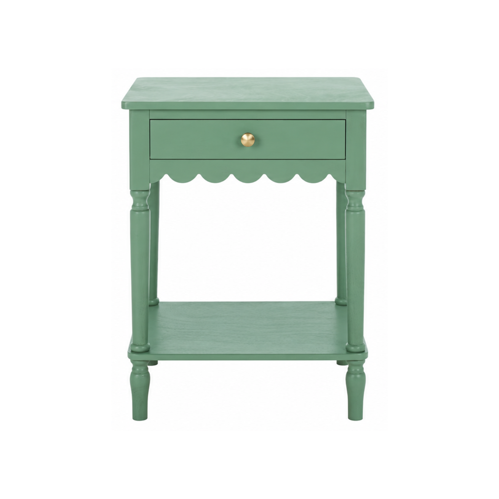 Wood Scalloped Side Table in Mint Green Shop Fête