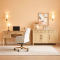 56 Inch Oak Executive Desk With Integrated Charging System ShipItFurniture