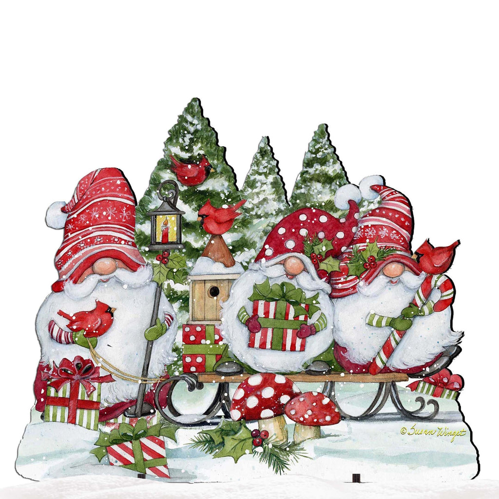 Christmas Gnomes Outdoor Decor by Susan Winget - Christmas Santa and Snowman Decor - 8471109F-SW G.DeBrekht