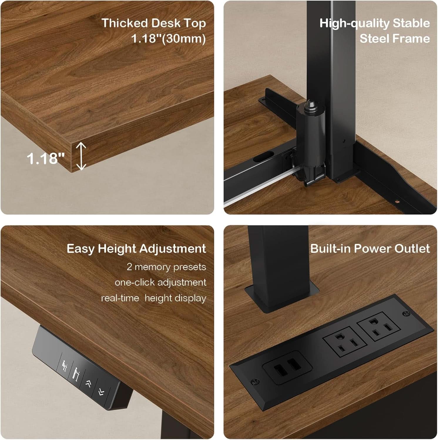Walnut Seventy OneInch Height Adjustable Standing Desk Cabinets ShipItFurniture