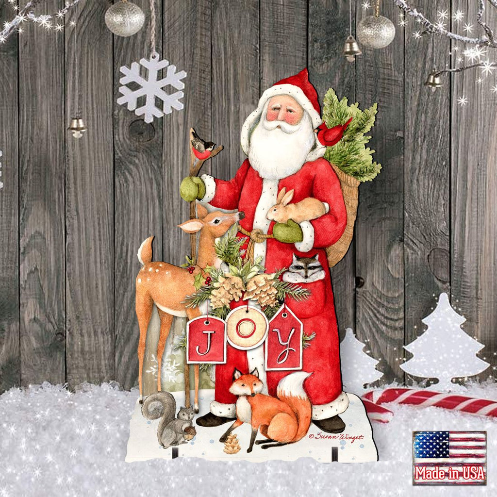 Woodland Frosty Santa Outdoor Christmas Scene by Susan Winget - Christmas Santa Snowman Decor - 8471105F-SW G.DeBrekht