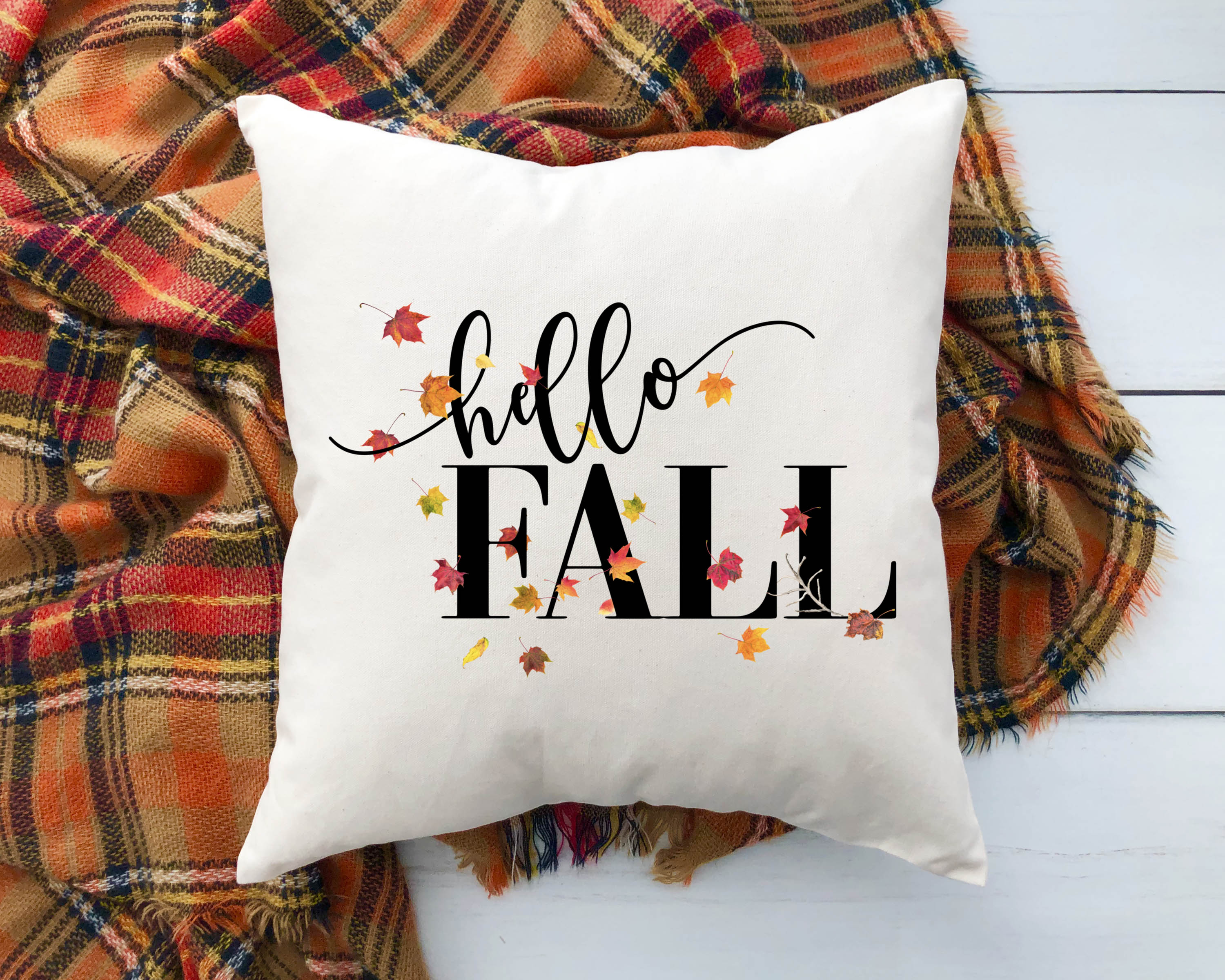 Hello Fall Pillow Cover 18x18 inch Cotton and Crate