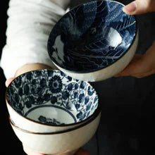 Navy Printed Porcelain Bowl : MODISH HOME LAB :