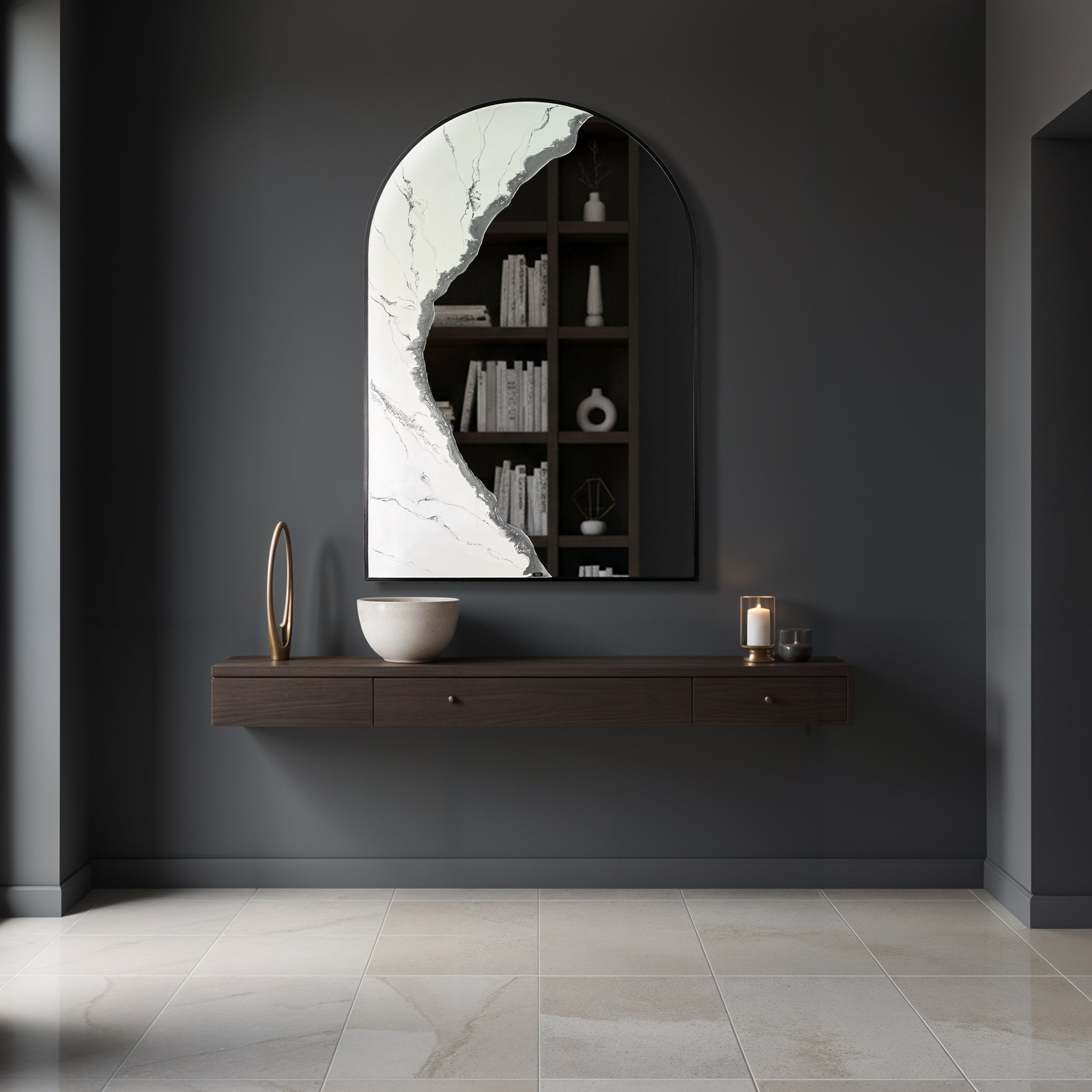Hand Sculptured Arch Wall Mirror – Tatiana Glen | Auric Arch | 36H x 24W Inches Tatiana & Glen
