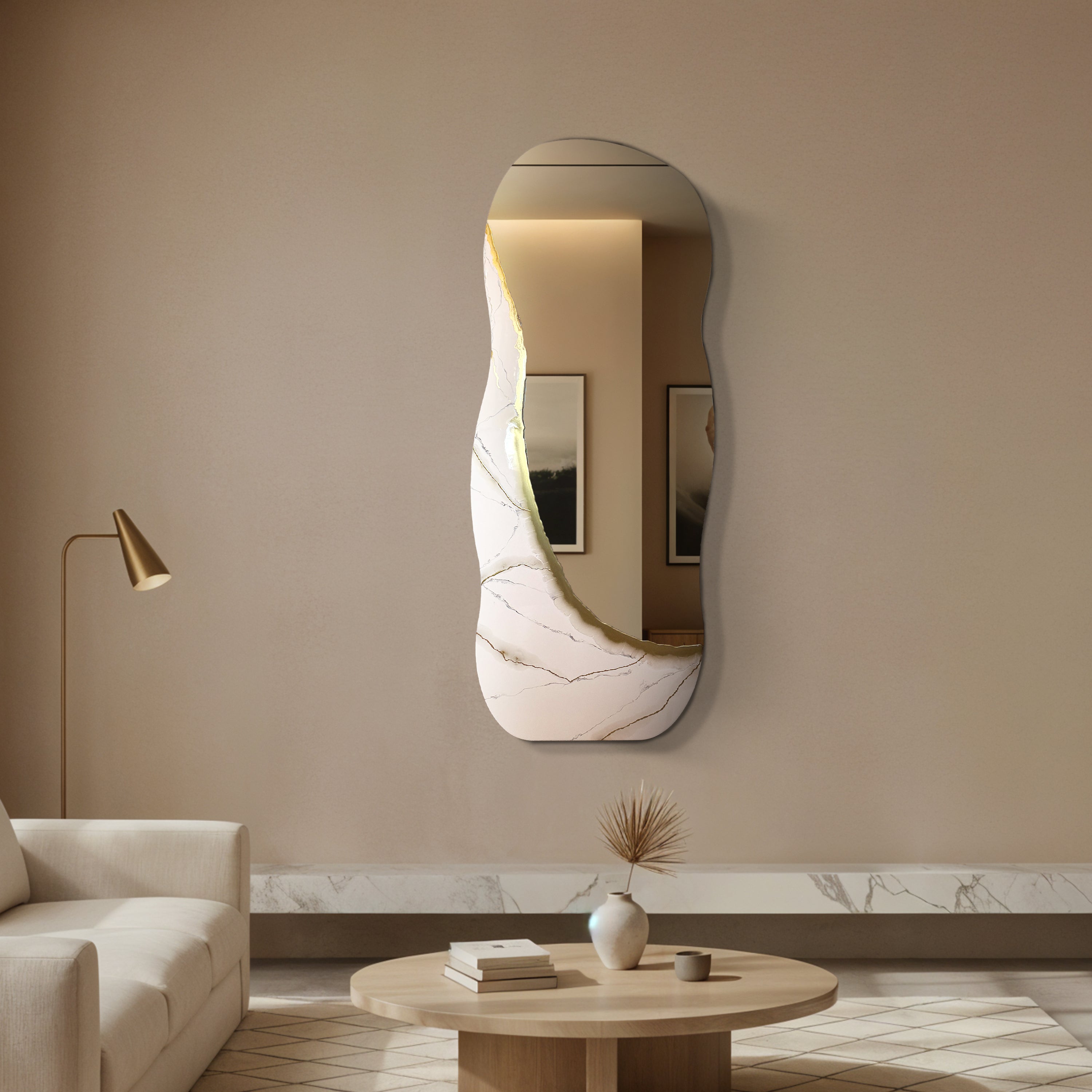 Ivory Vein – Freestanding Irregular White Marble Wall Décor Tatiana & Glen