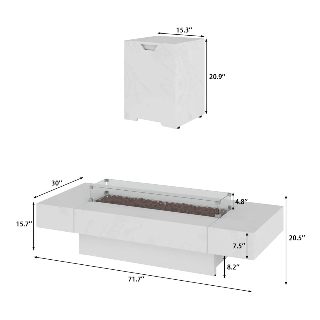 71-Inch Outdoor 60K BTU Fire Pit Table With Wind Guard (SAK41326) SAKSBY WHOLESALE