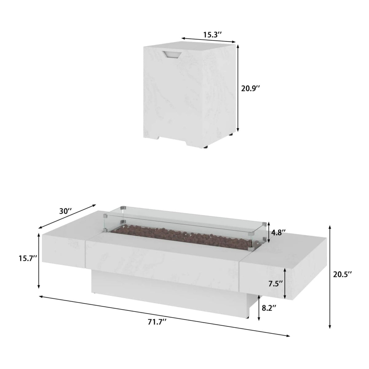 71-Inch Outdoor 60K BTU Fire Pit Table With Wind Guard (SAK41326) SAKSBY WHOLESALE