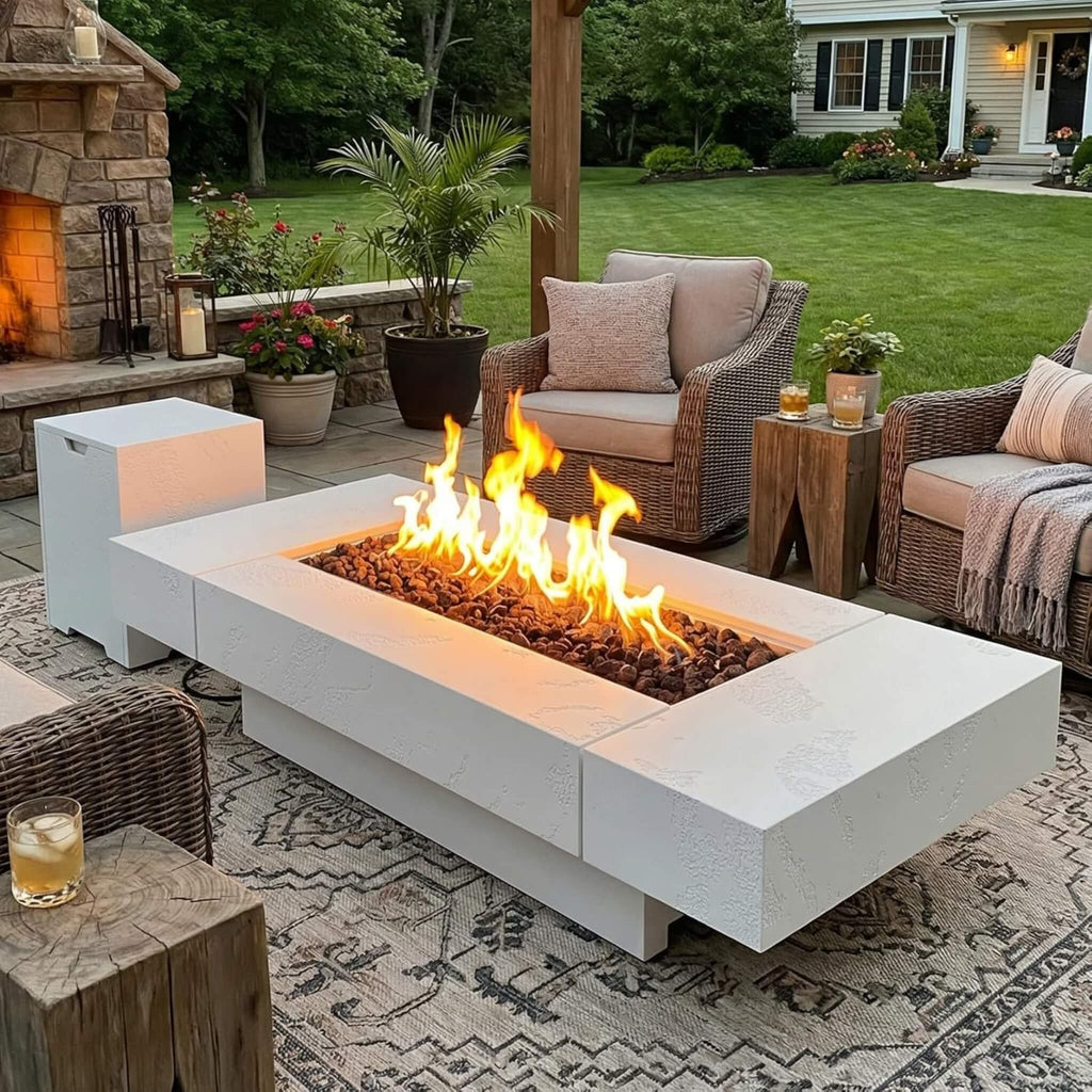 71-Inch Outdoor 60K BTU Fire Pit Table With Wind Guard (SAK41326) SAKSBY WHOLESALE