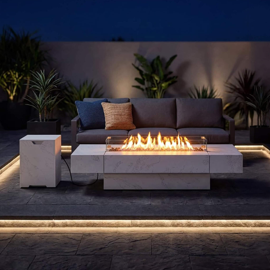 71-Inch Outdoor 60K BTU Fire Pit Table With Wind Guard (SAK41326) SAKSBY WHOLESALE