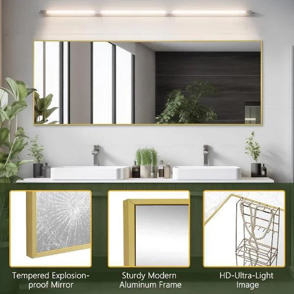 MELOMOIR Gold Mirror Full Length, Floor Mirror, Free Standing Mirror Hanging or Leaning, Aluminum Alloy Frame Full Body Mirror for Bedroom Living Room Cloakroom Hallway, Wall Mirror Full Length MIRRORONS