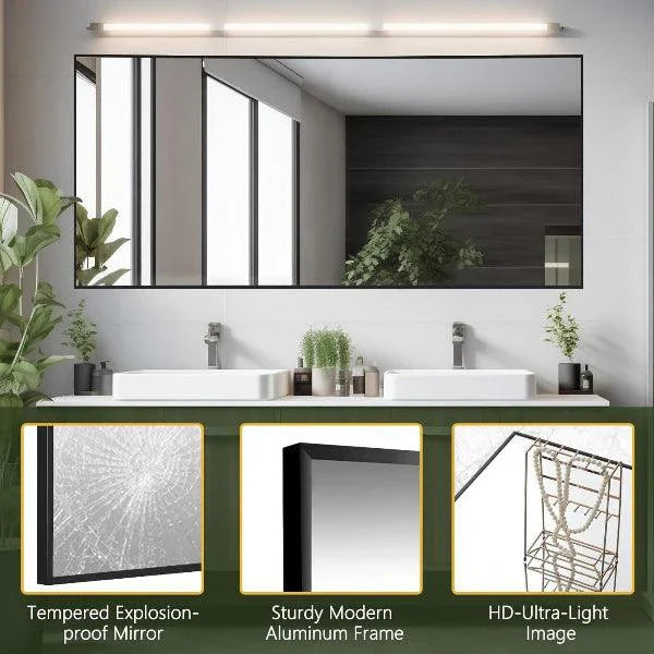 MELOMOIR Full Length Mirror, Floor Mirror with Stand Hanging or Leaning, Aluminum Alloy Frame Full Body Mirror for Bedroom Living Room Cloakroom Hallway, Wall Mirror Full Length, Black MIRRORONS