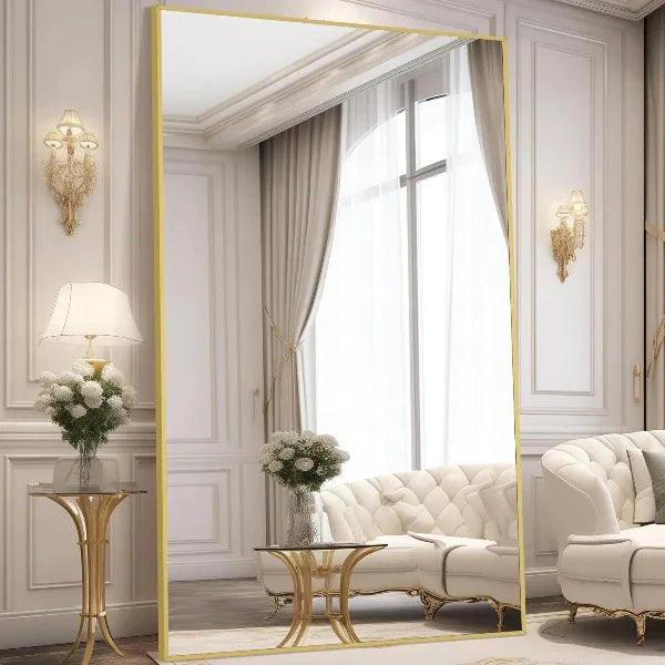 MELOMOIR Gold Full Length Mirror, Free Standing or Wall Mounted, Full Body Mirror for Bedroom, Living Room, Gym, Dorm MIRRORONS
