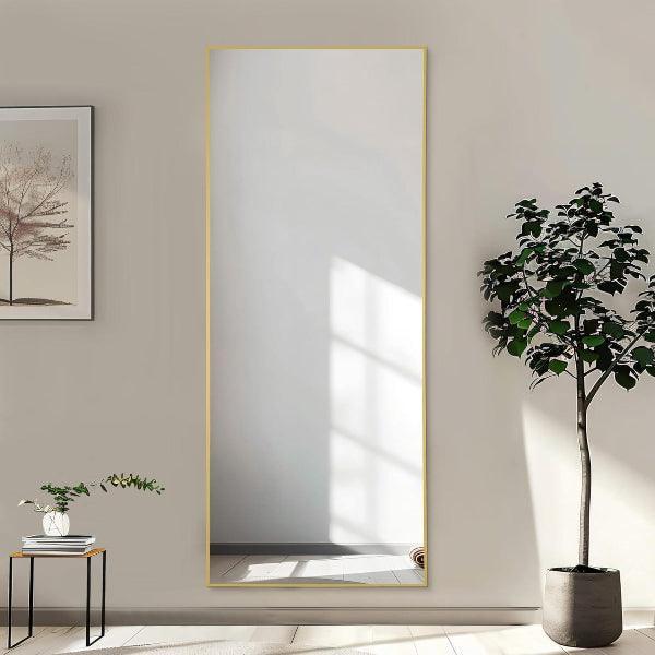 MELOMOIR Gold Mirror Full Length, Floor Mirror, Free Standing Mirror Hanging or Leaning, Aluminum Alloy Frame Full Body Mirror for Bedroom Living Room Cloakroom Hallway, Wall Mirror Full Length MIRRORONS